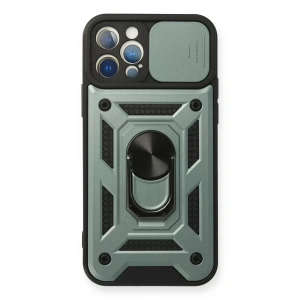 Apple iPhone 12 Pro Kılıf Pars Lens Yüzüklü Silikon - Yeşil