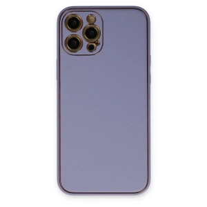 Apple iPhone 12 Pro Max Kılıf Coco Deri Silikon Kapak - Açık Lila