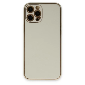 Apple iPhone 12 Pro Max Kılıf Coco Deri Silikon Kapak - Beyaz