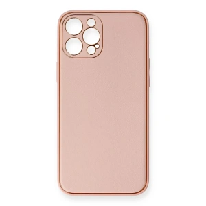 Apple iPhone 12 Pro Max Kılıf Coco Deri Silikon Kapak - Pembe