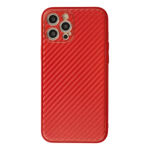 Apple iPhone 12 Pro Max Kılıf Coco Karbon Silikon - Kırmızı