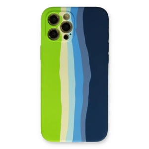 Apple iPhone 12 Pro Max Kılıf Ebruli Lansman Silikon - Yeşil-Koyu Yeşil