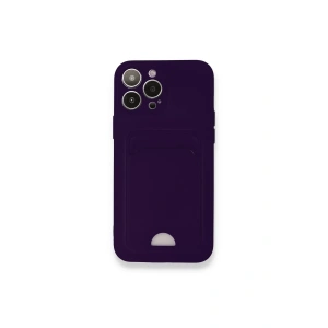 Apple iPhone 12 Pro Max Kılıf Kelvin Kartvizitli Silikon - Derin Mor