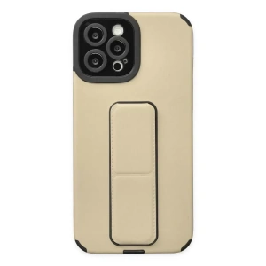 Apple iPhone 12 Pro Max Kılıf Mega Standlı Silikon - Gold