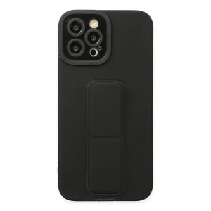 Apple iPhone 12 Pro Max Kılıf Mega Standlı Silikon - Siyah