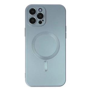 Apple iPhone 12 Pro Max Kılıf Moshi Lens Magneticsafe Silikon - Sierra Blue