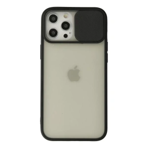 Apple iPhone 12 Pro Max Kılıf Palm Buzlu Kamera Sürgülü Silikon - Siyah