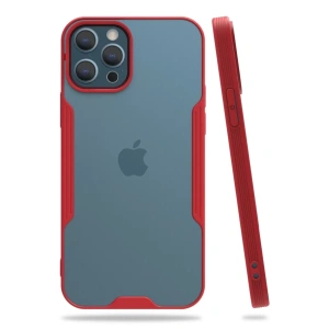 Apple iPhone 12 Pro Max Kılıf Platin Silikon - Kırmızı