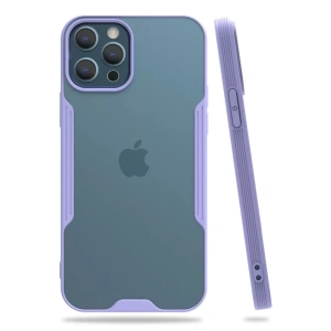 Apple iPhone 12 Pro Max Kılıf Platin Silikon - Lila