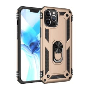 Apple iPhone 12 Pro Max Kılıf Sofya Yüzüklü Silikon Kapak - Gold