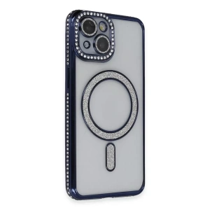 Apple iPhone 13 Kılıf Joke Simli Magneticsafe Kılıf - Lacivert