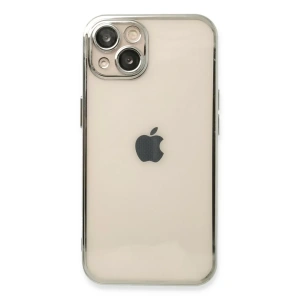 Apple iPhone 13 Kılıf Lensli Silikon - Gümüş