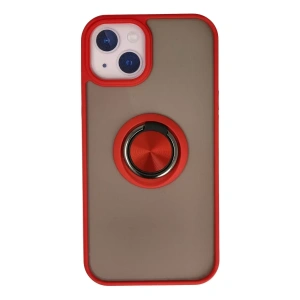 Apple iPhone 13 Kılıf Montreal Yüzüklü Silikon Kapak - Kırmızı