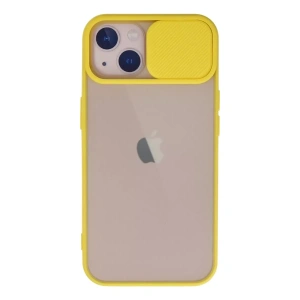 Apple iPhone 13 Kılıf Palm Buzlu Kamera Sürgülü Silikon - Sarı