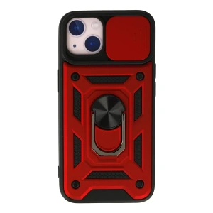 Apple iPhone 13 Kılıf Pars Lens Yüzüklü Silikon - Kırmızı