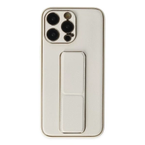 Apple iPhone 13 Pro Kılıf Coco Deri Standlı Kapak - Beyaz