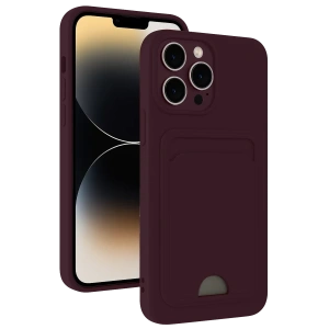 Apple iPhone 13 Pro Kılıf Kelvin Kartvizitli Silikon - Derin Mor