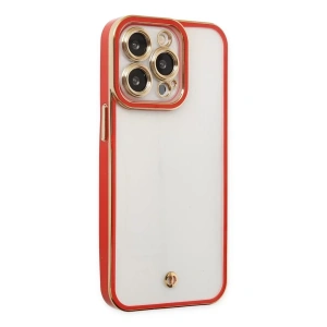 Apple iPhone 13 Pro Kılıf Liva Lens Silikon - Kırmızı