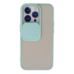 Apple iPhone 13 Pro Kılıf Palm Buzlu Kamera Sürgülü Silikon - Turkuaz