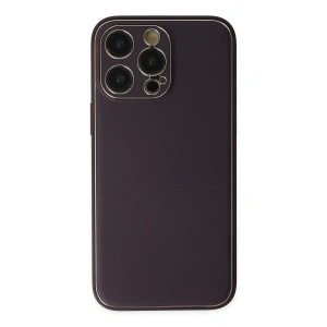 Apple iPhone 13 Pro Max Kılıf Coco Deri Silikon Kapak - Derin Mor