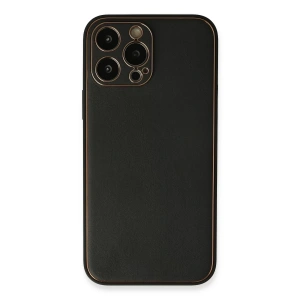 Apple iPhone 13 Pro Max Kılıf Coco Deri Silikon Kapak - Siyah