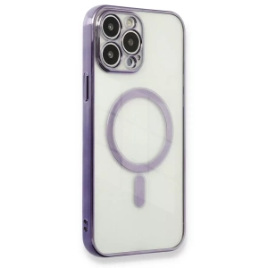 Apple iPhone 13 Pro Max Kılıf Magneticsafe Lazer Silikon - Mor
