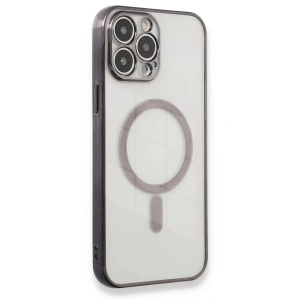 Apple iPhone 13 Pro Max Kılıf Magneticsafe Lazer Silikon - Siyah