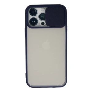 Apple iPhone 13 Pro Max Kılıf Palm Buzlu Kamera Sürgülü Silikon - Lacivert