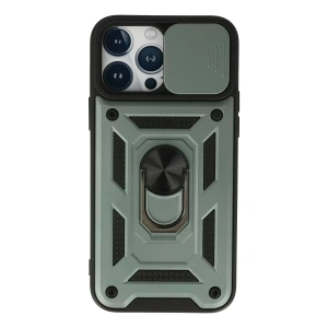 Apple iPhone 13 Pro Max Kılıf Pars Lens Yüzüklü Silikon - Yeşil
