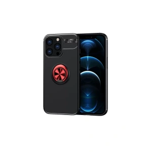 Apple iPhone 13 Pro Max Kılıf Range Yüzüklü Silikon - Siyah-Kırmızı