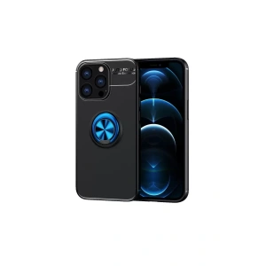 Apple iPhone 13 Pro Max Kılıf Range Yüzüklü Silikon - Siyah-Mavi