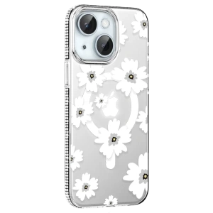 Apple iPhone 14 Floral Magsafe Kapak - Beyaz