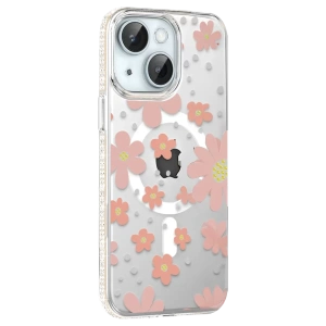 Apple iPhone 14 Floral Magsafe Kapak - Pembe