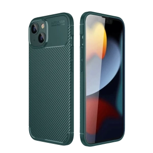 Apple iPhone 14 Kılıf Auto Focus Karbon Kapak - Koyu Yeşil