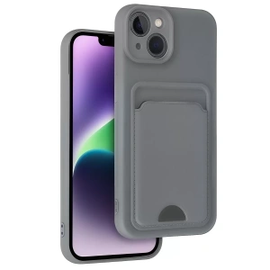 Apple iPhone 14 Kılıf Kelvin Kartvizitli Silikon - Gri