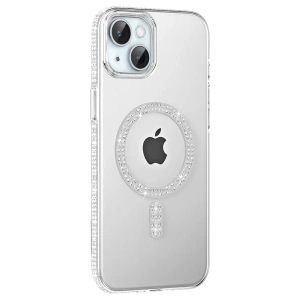 Apple iPhone 14 Move Taşlı Magsafe Kapak - Natural Grey
