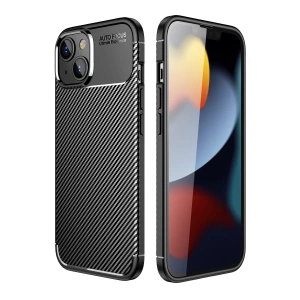 Apple iPhone 14 Plus Kılıf Auto Focus Karbon Kapak - Siyah