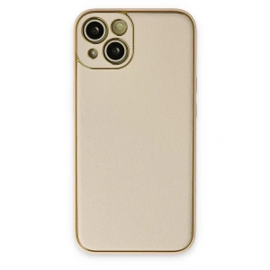 Apple iPhone 14 Plus Kılıf Coco Deri Silikon Kapak - Gold
