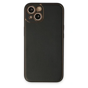 Apple iPhone 14 Plus Kılıf Coco Deri Silikon Kapak - Siyah