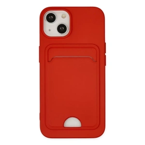 Apple iPhone 14 Plus Kılıf Kelvin Kartvizitli Silikon - Kırmızı