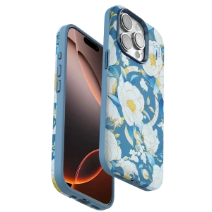 Apple iPhone 14 Pro Flower Series Magsafe Kapak - Mavi