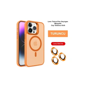Apple iPhone 14 Pro Kılıf Flet Lens Magsafe Kapak - Turuncu