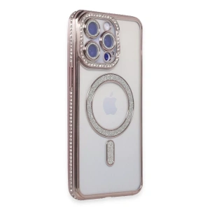 Apple iPhone 14 Pro Kılıf Joke Simli Magneticsafe Kılıf - Pembe