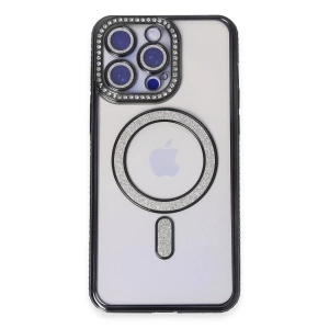 Apple iPhone 14 Pro Kılıf Joke Simli Magneticsafe Kılıf - Siyah