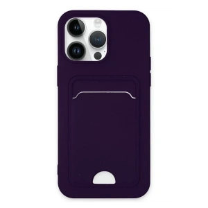 Apple iPhone 14 Pro Kılıf Kelvin Kartvizitli Silikon - Derin Mor