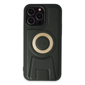 Apple iPhone 14 Pro Kılıf Merkür Magneticsafe Standlı Kapak - Koyu Yeşil