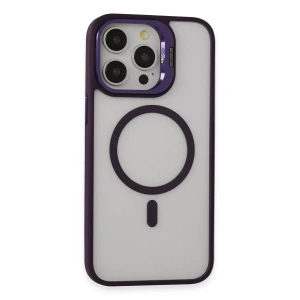Apple iPhone 14 Pro Kılıf Roblox Lens Magsafe Standlı Kapak - Derin Mor