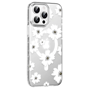 Apple iPhone 14 Pro Max Floral Magsafe Kapak - Beyaz