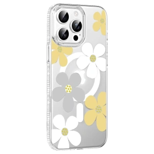 Apple iPhone 14 Pro Max Floral Magsafe Kapak - Sarı