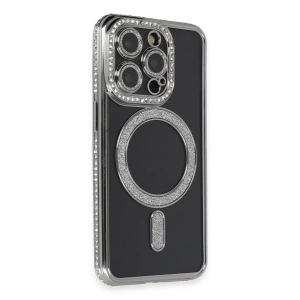 Apple iPhone 14 Pro Max Kılıf Joke Simli Magneticsafe Kılıf - Gri
